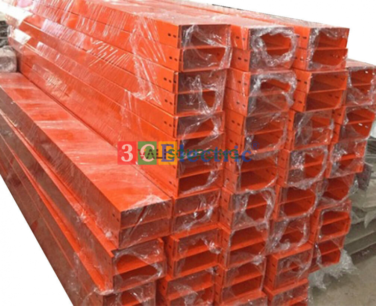 Orange powder-coated cable tray from Vietnam