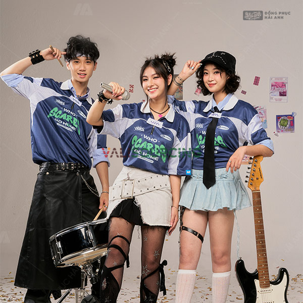 Soulmate Oversize Polo Class Uniform Shirt Gray Blue