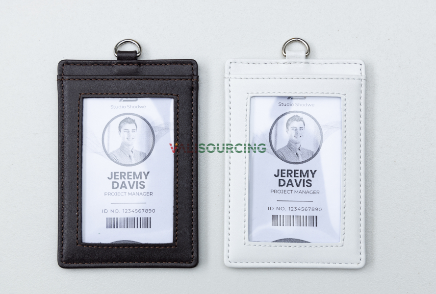 Leather ID card holder for employee ID cards and bank cards. from Vietnam