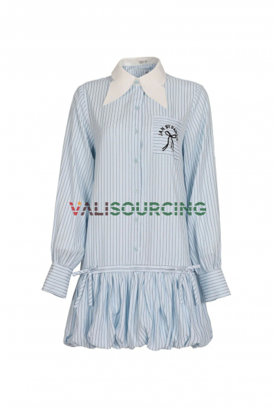 JAN straight-cut striped fabric street dress.