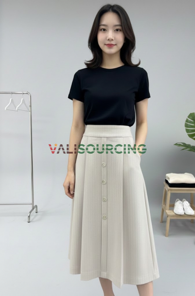 Women Button Front A-Line Midi Skirt from Vietnam