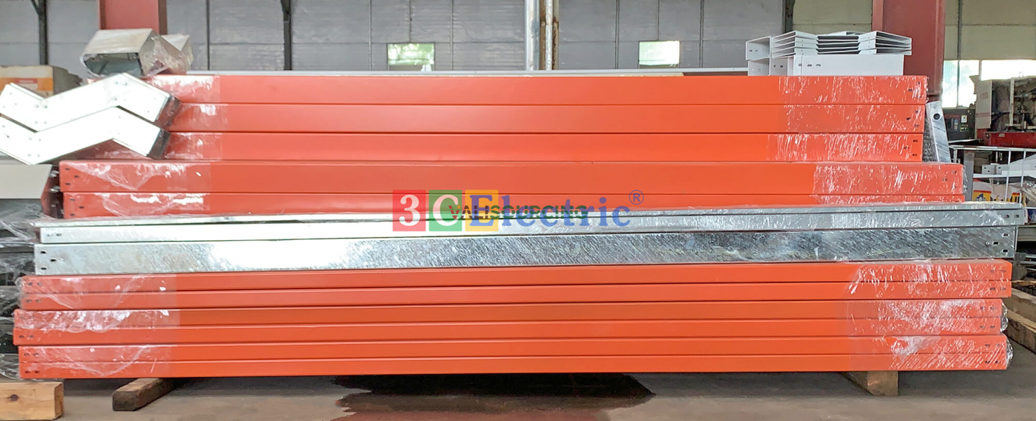 Orange powder-coated cable tray from Vietnam