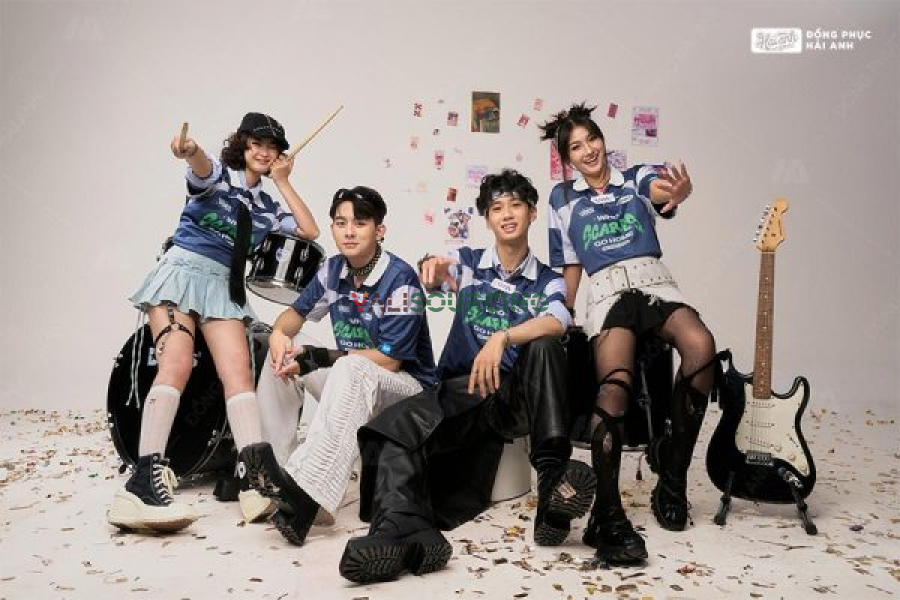 Soulmate Oversize Polo Class Uniform Shirt Gray Blue