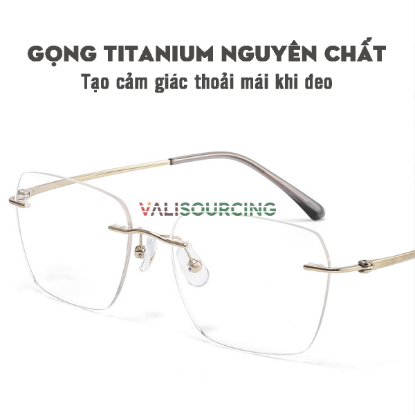 Kavi A28 Pure Titanium Rimless Glasses - Gold, Silver Drilled Frame Glasses Anti-Blue Light Anti-Fog Absolutely Shatterproof