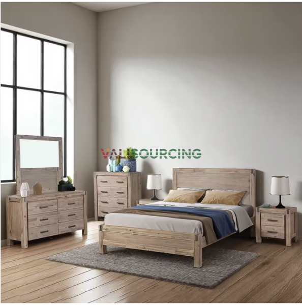 OEM/ODM Rubberwood Bedroom Sets with Brushed Finish – Factory Direct Pricing