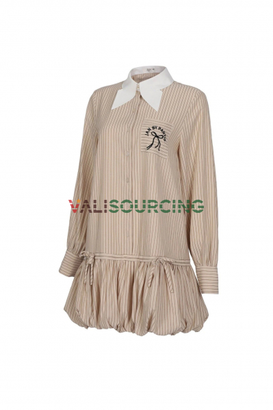 JAN straight-cut striped fabric street dress.