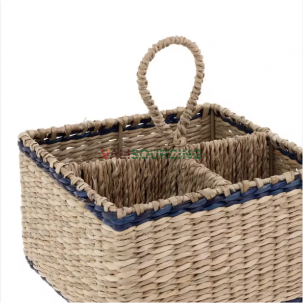 Hand-woven Rectangle Seagrass Utensil Holder