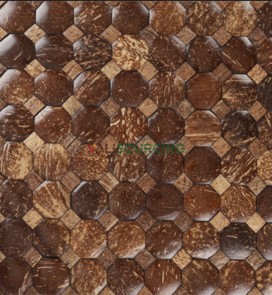 Natural Coconut Shell Mosaic Hexagon Tile from Vietnam