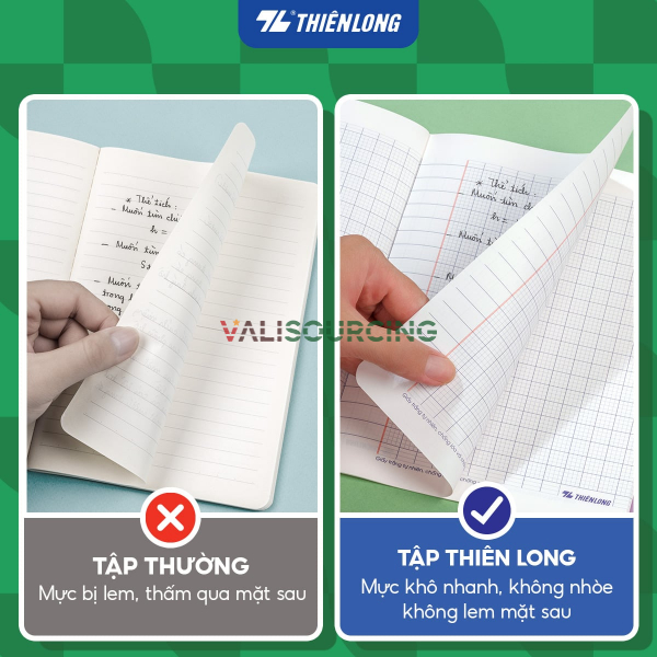 Anti-glare student notebook, 96 pages, 4-line ruled, 2mm thickness, 70gsm, Thien Long NB-146 - Random design from Vietnam