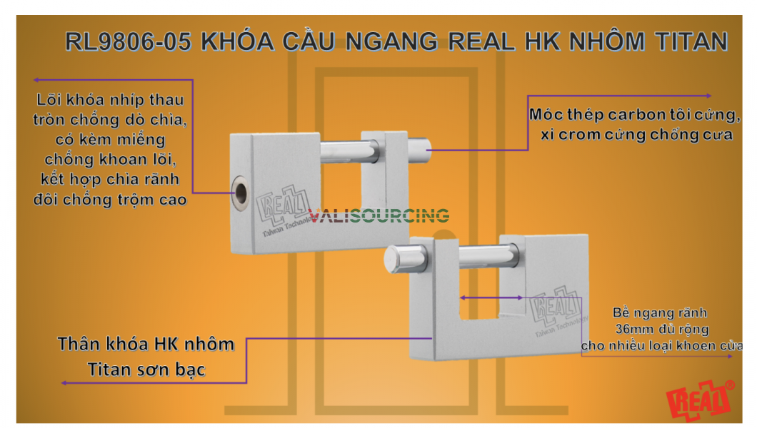 RL9806-05 Aluminum Titanium Cross Bridge Lock