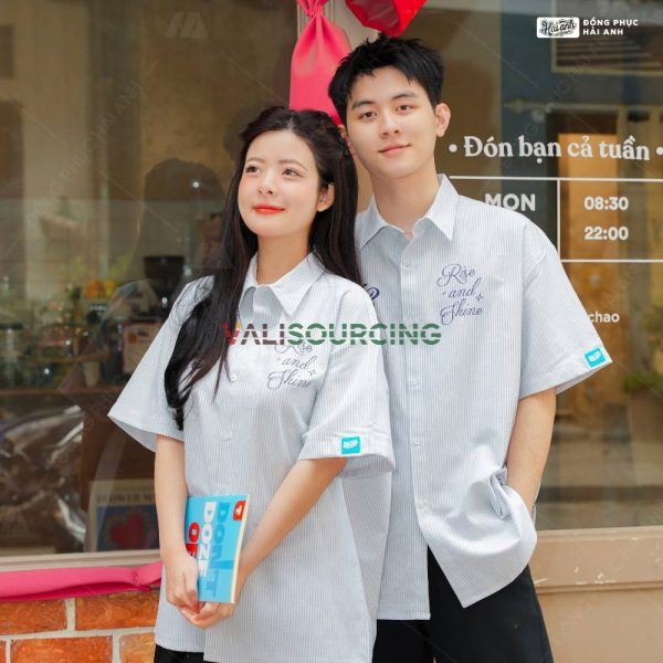 Oversize Academy Shirt Class Shirt Gray Blue