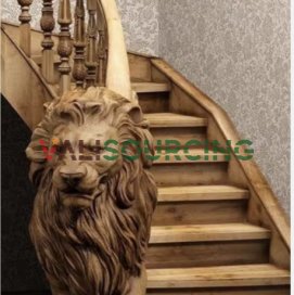 Luxury Lion Carved Solid Wood Newel Post