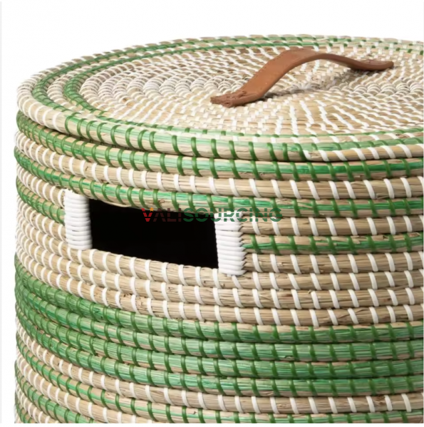 HANDWOVEN CLOTHES BASKET WITH LID