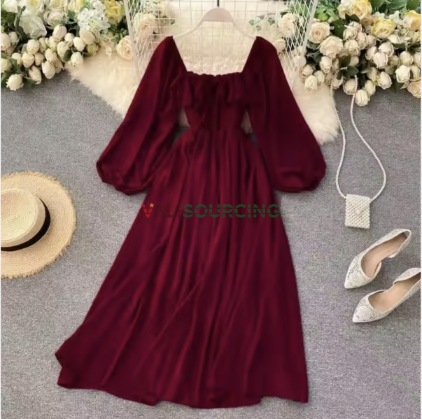 Best-Selling Chiffon Maxi Dress – Elegant Summer Dress for Women with Ruffle Sleeves & Square Neckline | Casual & Flowy