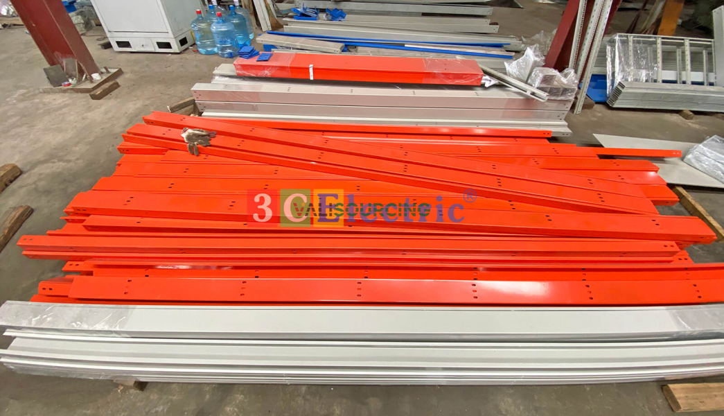 Orange powder-coated cable tray from Vietnam
