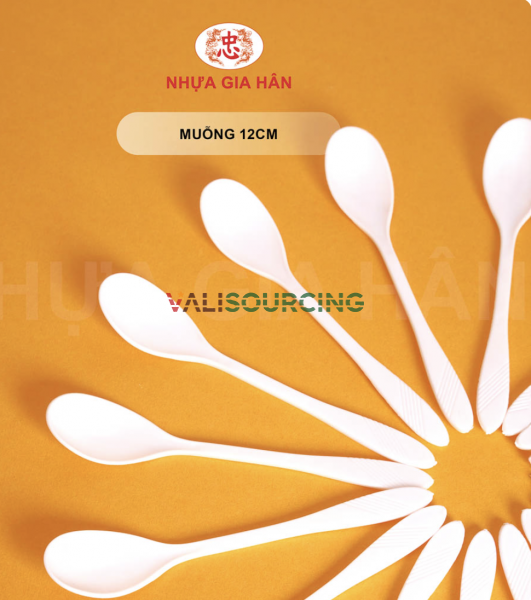 Premium 12cm PP Plastic Spoon | Food-Grade Milky White from Vietnam