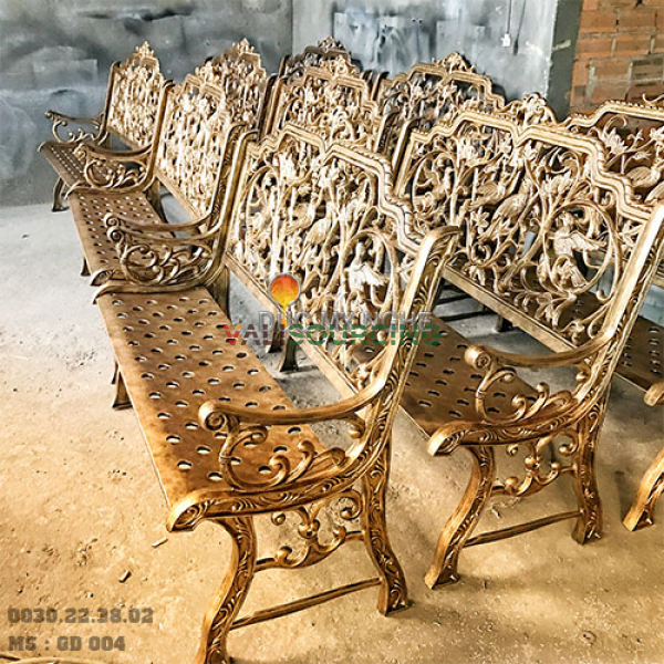 Ghế băng công viên bằng nhôm đúc | Cao 1,2m, hoàn thiện màu đồng cổ từ Việt Nam