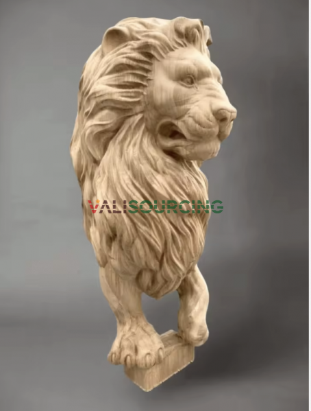 Luxury Lion Carved Solid Wood Newel Post