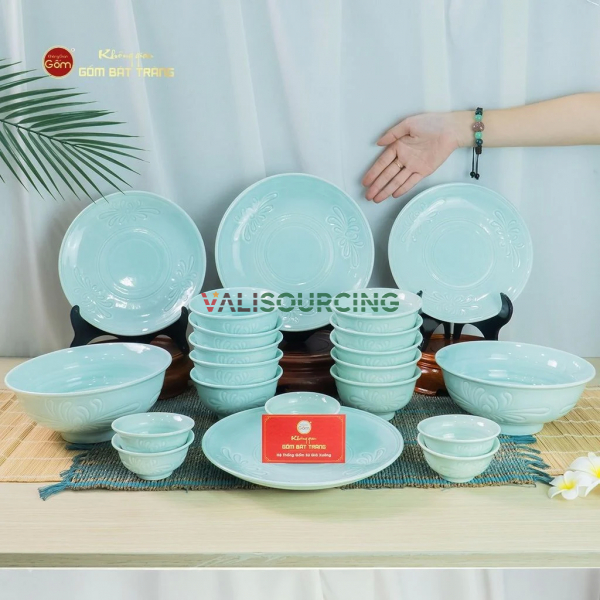 10-Person Dining Set (21 Pieces) Chrysanthemum Jade Glaze