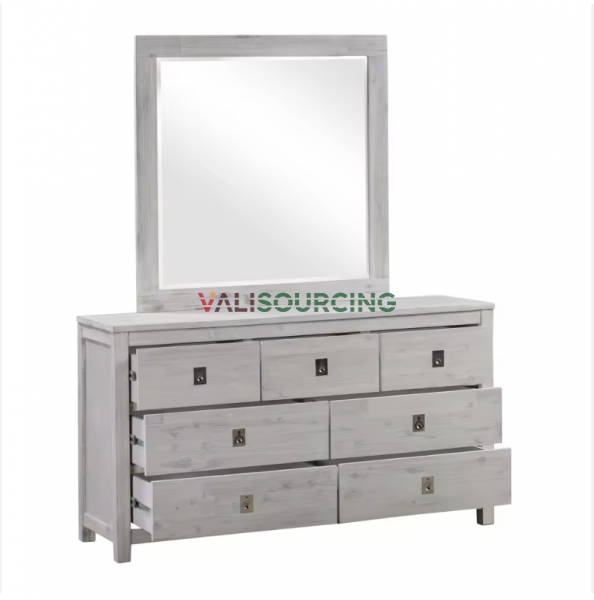 Minimalist Solid Acacia Vanity Desk with Mirror – OEM & Wholesale