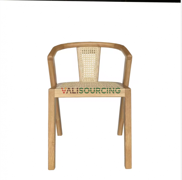 Durable Bent Wood Dining Chair with Rattan Backrest – Low MOQ, Factory-Direct from Vietnam