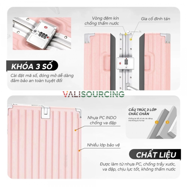 Bamozo Aluminum Frame Suitcase| | Anti-Theft TSA Lock from Vietnam