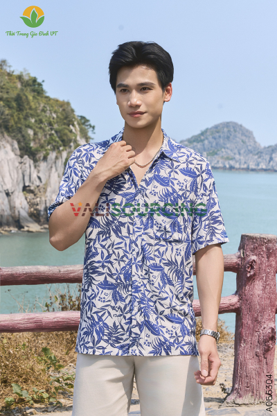 Men\'s short-sleeved linen shirt from Vietnam