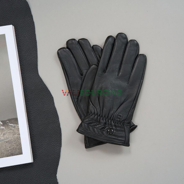 Leather gloves with masculine patterned design. from Vietnam