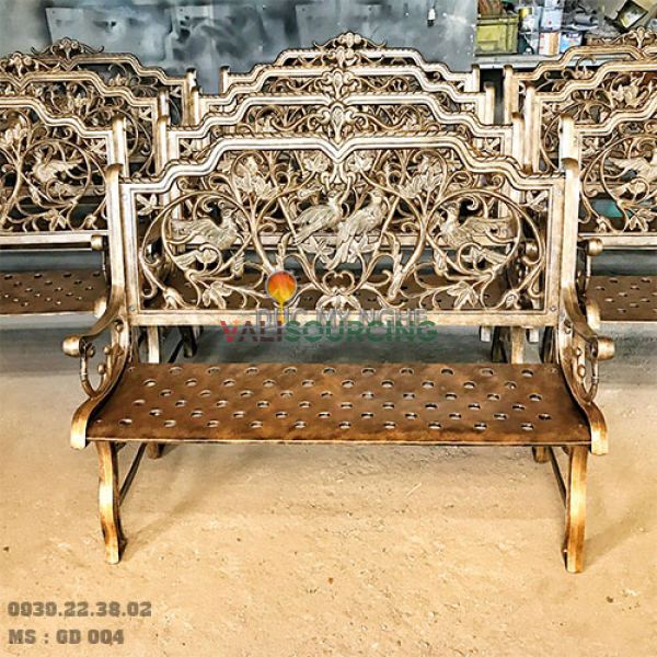 Ghế băng công viên bằng nhôm đúc | Cao 1,2m, hoàn thiện màu đồng cổ từ Việt Nam