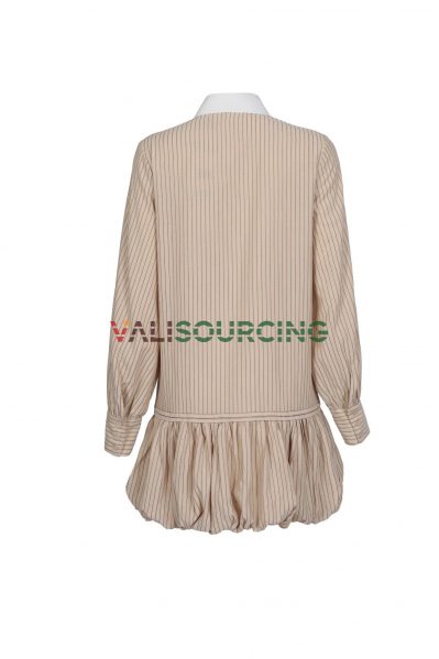 JAN straight-cut striped fabric street dress.