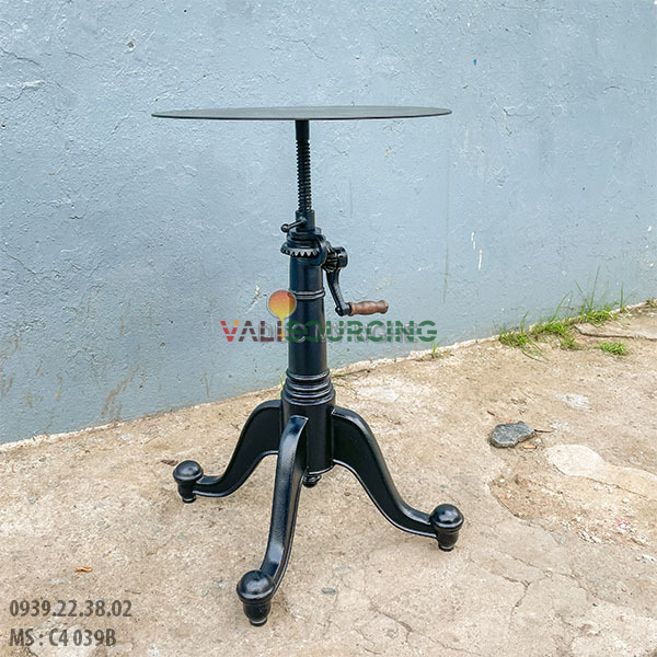 Industrial Crank Adjustable Cafe Table Base | Cast Aluminum from Vietnam