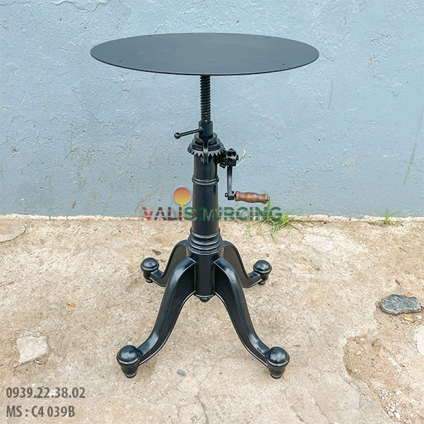 Industrial Crank Adjustable Cafe Table Base | Cast Aluminum from Vietnam