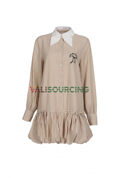 JAN straight-cut striped fabric street dress.