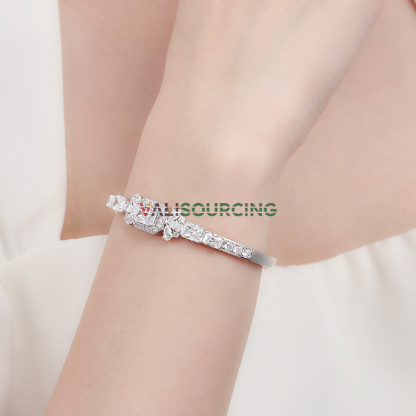 10K White Gold Wedding Bracelet with ECZ Stone PNJ XMXMW001270