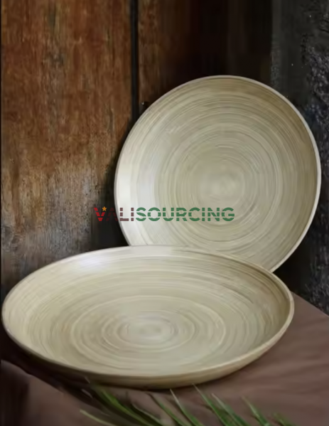 100% Natural Bamboo Plate – Wholesale Price | Basic Beige Fruit & Dining Plate | Mass Production Upon Request