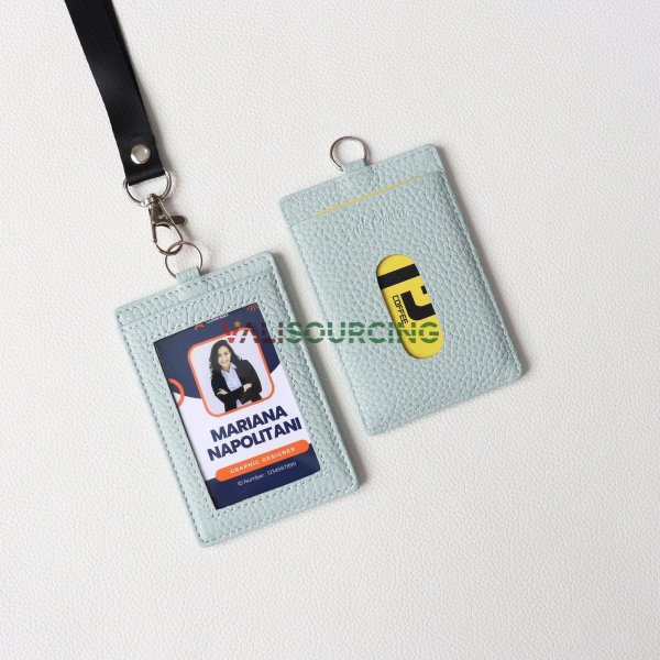 Leather ID card holder for employee ID cards and bank cards. from Vietnam