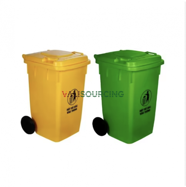 60L Mobile Trash Bin with Wheels – Durable HDPE Waste Solution