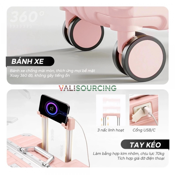 Bamozo Aluminum Frame Suitcase| | Anti-Theft TSA Lock from Vietnam