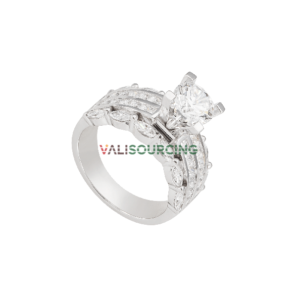 10K White Gold Ring with ECZ Stone PNJ XMXMW003772