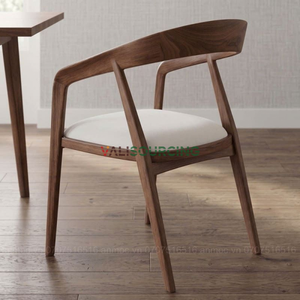 New Corvo Cafe Chair, Ash Wood with Upholstered Cushion from Vietnam