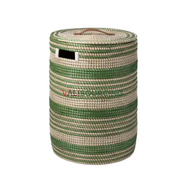 HANDWOVEN CLOTHES BASKET WITH LID