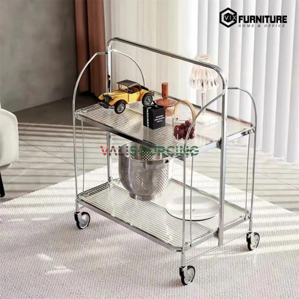 Decorative Shelf with Electroplated Steel Frame & Plastic Surface