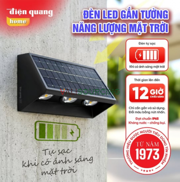 DQ ECO SGT02 Solar Powered LED Wall Light from Vietnam