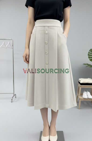 Women Button Front A-Line Midi Skirt from Vietnam