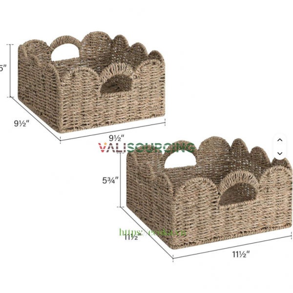 ECOKA Scallop-Edge Handwoven Storage Baskets