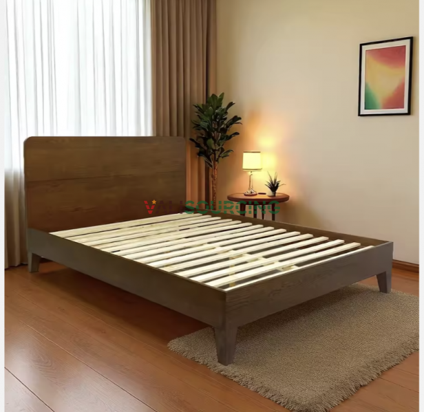Minimalist Design Natural Wood Bed – OEM/ODM & Factory Price