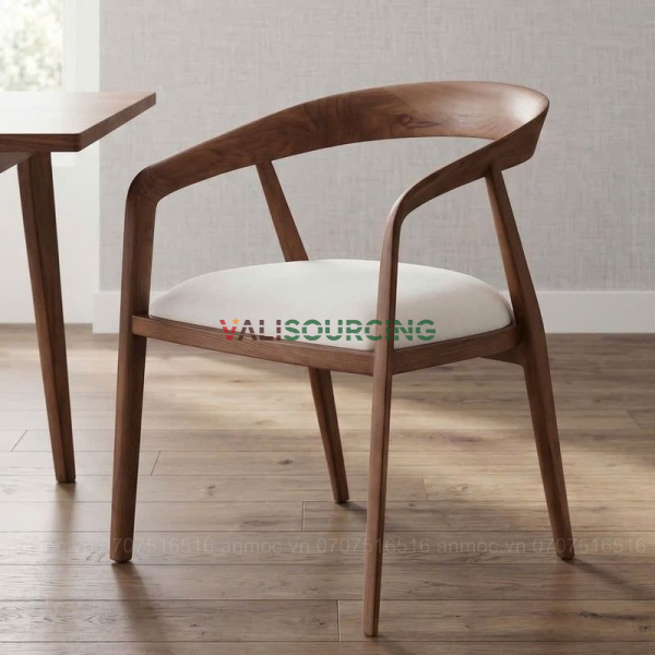 New Corvo Cafe Chair, Ash Wood with Upholstered Cushion from Vietnam