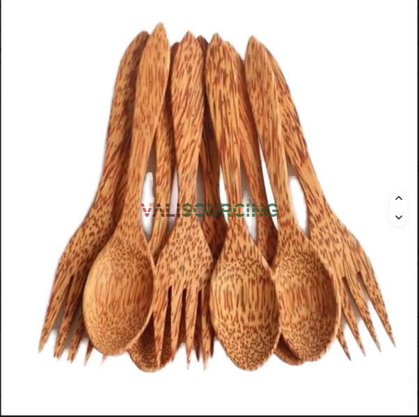 Coconut Wood Knife, Spoon and Fork Set