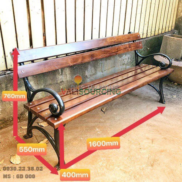 1.6m Premium Cast Iron Park Bench | Weatherproof Wood-Plastic Composite from Vietnam