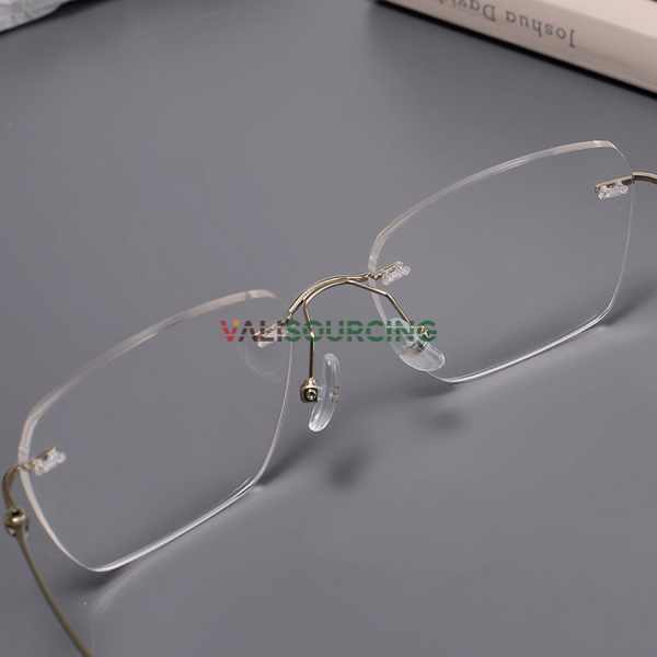 Kavi A28 Pure Titanium Rimless Glasses - Gold, Silver Drilled Frame Glasses Anti-Blue Light Anti-Fog Absolutely Shatterproof